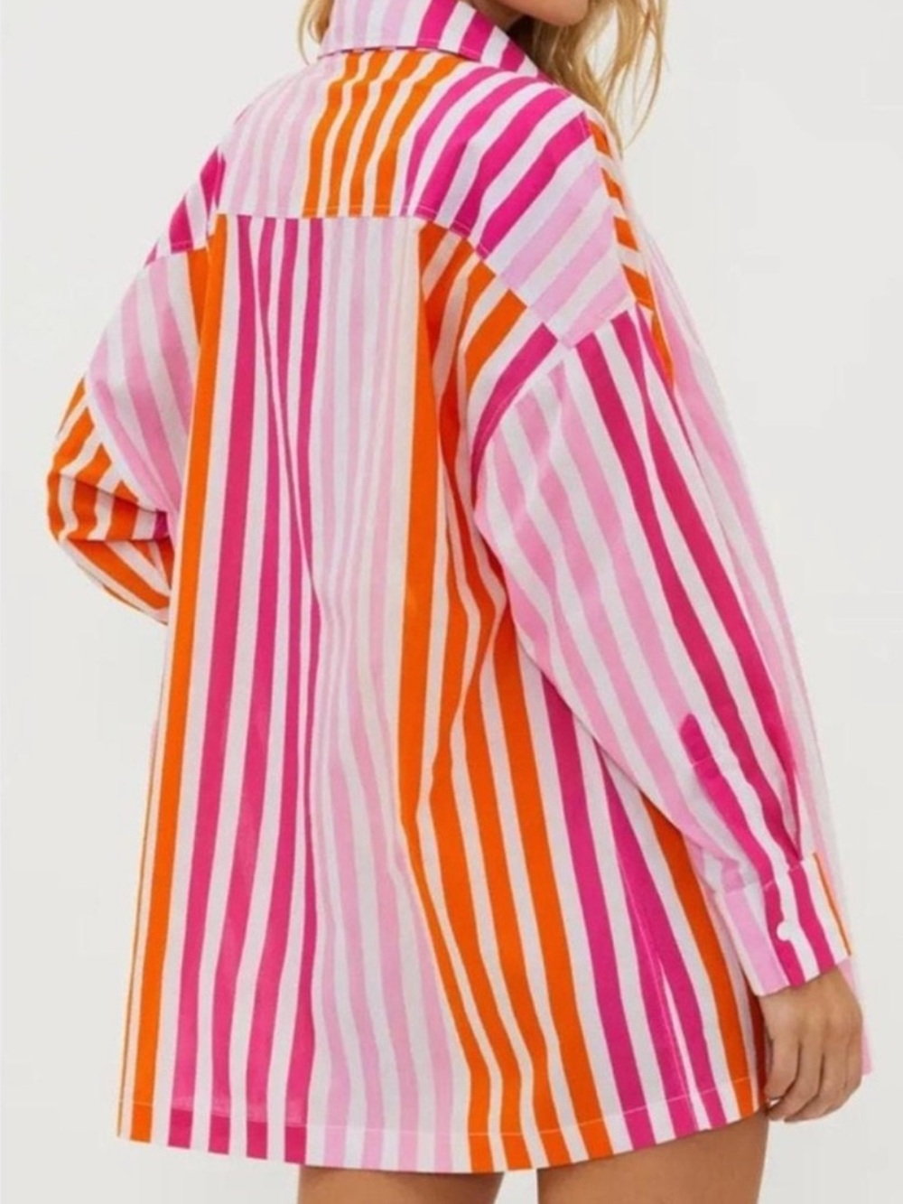 L /XL Beach Riot Pink, Orange & White Striped coverup 100% cotton - Picture 11 of 11